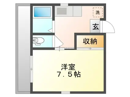 K-プレイス新保(1K/1階)の間取り写真