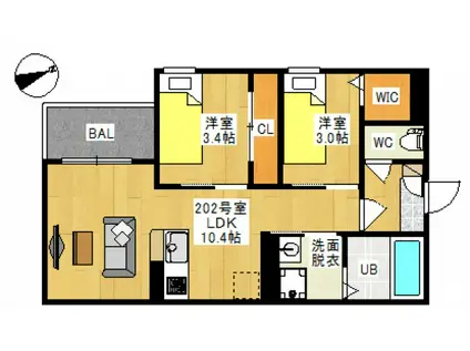 REGALEST LUCENTE(2LDK/2階)の間取り写真