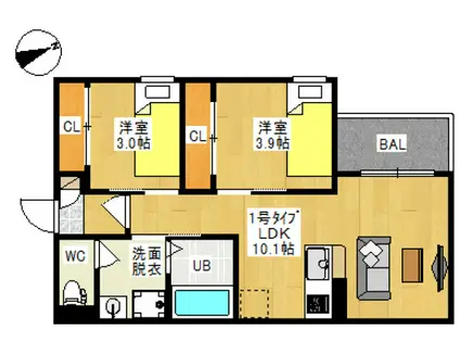 REGALEST LUCENTE(2LDK/3階)の間取り写真