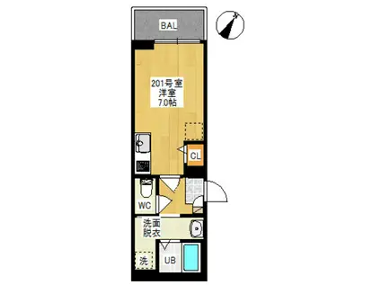 REGALEST 津島笹が瀬(ワンルーム/2階)の間取り写真