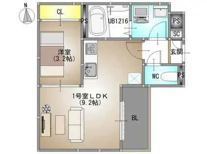 REGALEST TSUBAKI(1LDK/1階)の間取り写真