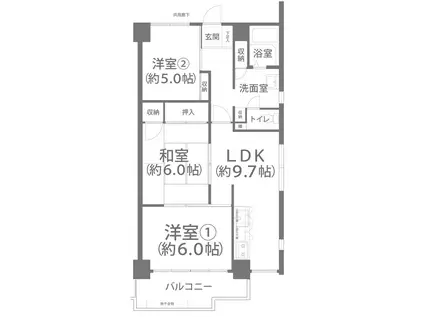 メゾンド岡文館(3LDK/7階)の間取り写真