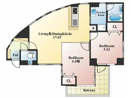 カーサスタチオーネ(2LDK/2階)の間取り写真