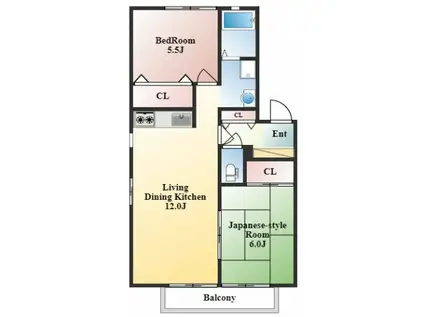 サンライフB(2LDK/2階)の間取り写真