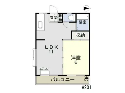 プランドール西市(1LDK/2階)の間取り写真