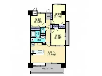 CRASSO IMA(3LDK/3階)の間取り写真