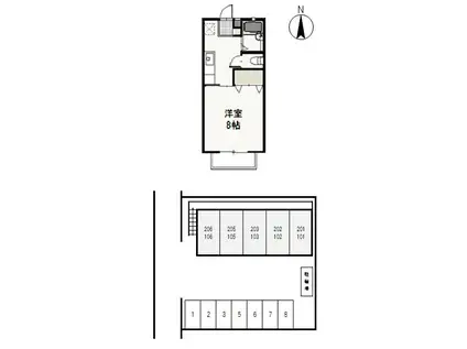 ジュネスEMMA(1K/1階)の間取り写真