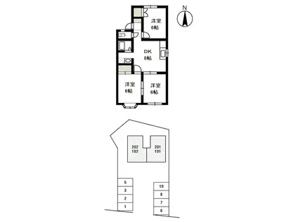 グリーン・ヴィラ(3DK/1階)の間取り写真