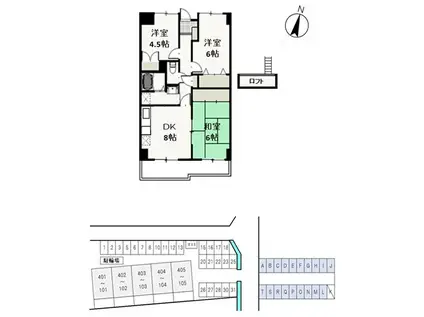 クオーレ花尻(3DK/4階)の間取り写真