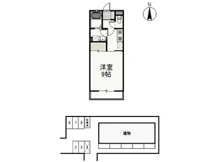 カーサシエテ(1K/1階)の間取り写真