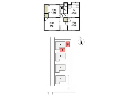 岡山電軌清輝橋線 東中央町駅 バス乗車時間：20分 若葉町（岡山県）バス停で下車 徒歩6分 1階建 築55年(3DK)の間取り写真
