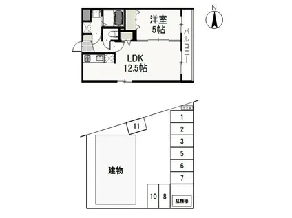 サウスコート西市(1LDK/2階)の間取り写真