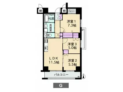 アイステージ幸町(3LDK/11階)の間取り写真
