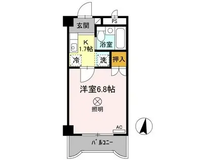 カナンハイツ大元(1K/4階)の間取り写真