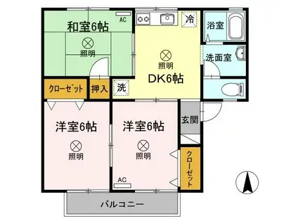 セジュール花尻 A棟(3DK/2階)の間取り写真