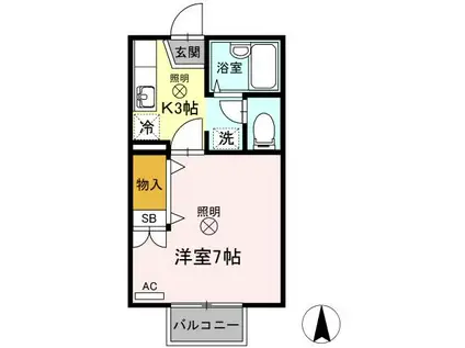 サンシャインパレスA/B B棟(1K/2階)の間取り写真