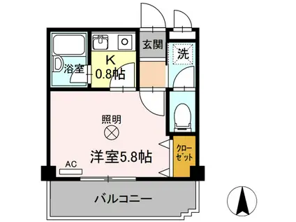 アルカディア(1K/2階)の間取り写真