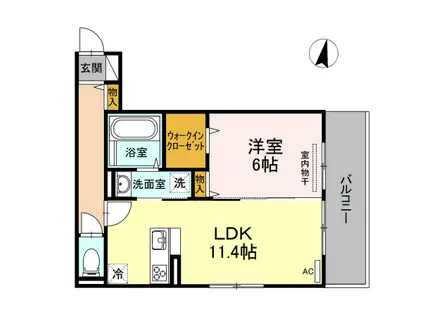 メゾン ド フルール(1LDK/2階)の間取り写真