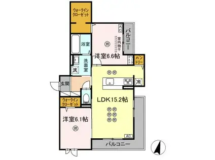 ガーデン ラピッズ(2LDK/2階)の間取り写真