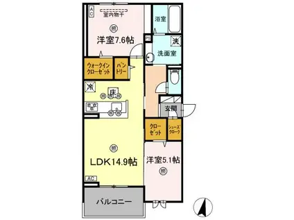 ESPELIA(2LDK/3階)の間取り写真