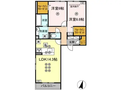 ガーデン ラピッズ(2LDK/1階)の間取り写真