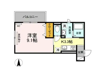 リッツレジデンスB棟(1K/3階)の間取り写真