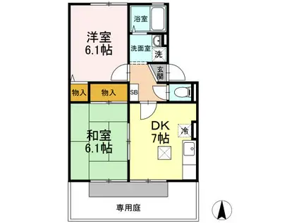 カンフォタブルライフ A棟(2DK/2階)の間取り写真