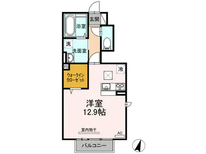 エパル三門(ワンルーム/1階)の間取り写真