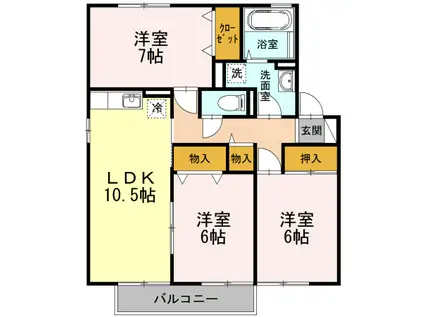 リヴェールA(3LDK/2階)の間取り写真