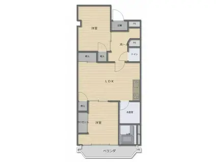 京橋ビル新館(2LDK/4階)の間取り写真