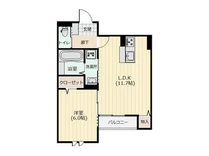 RIAN伊福町(1LDK/1階)の間取り写真