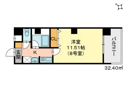 コーポラス伊福(1K/4階)の間取り写真