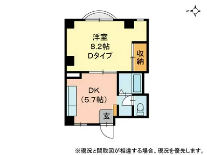 グレースシャトル伊島(1DK/3階)の間取り写真