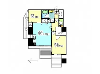ルミノ平和町リベールタワー(2LDK/14階)の間取り写真