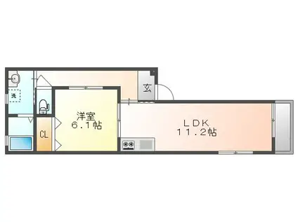 スクラム豊成(1LDK/1階)の間取り写真