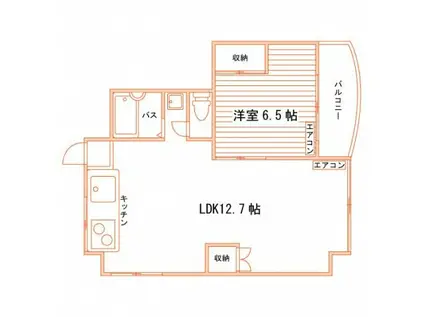 カサグランデ鹿田町(1LDK/2階)の間取り写真
