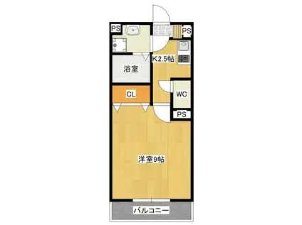 CREARL(1K/3階)の間取り写真