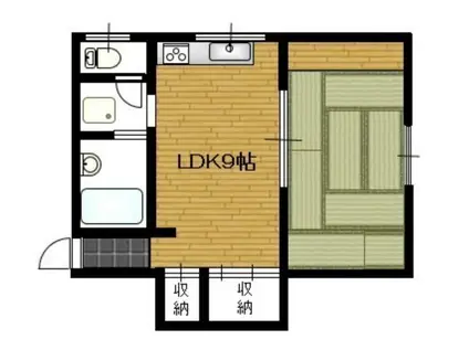 野田屋町赤松ビル(1LDK/3階)の間取り写真