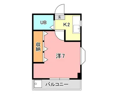 ラッキーハウス 南棟(1K/2階)の間取り写真