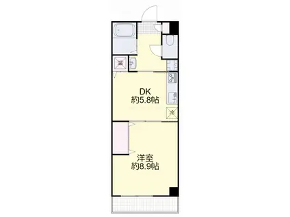 サンヨービル(1DK/5階)の間取り写真