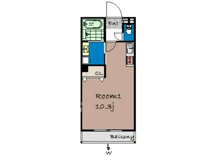 BELLAGIO(1K/1階)の間取り写真