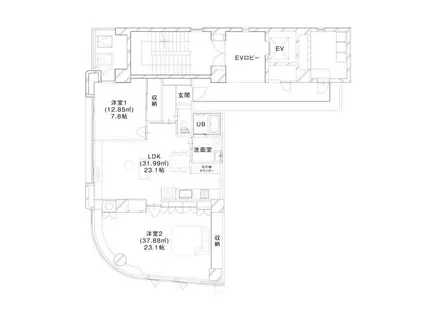 アルバ鹿田町(2LDK/3階)の間取り写真