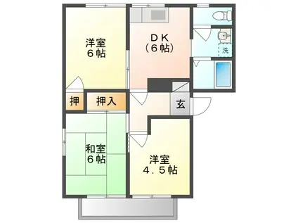 コーポ金光A棟(3DK/1階)の間取り写真