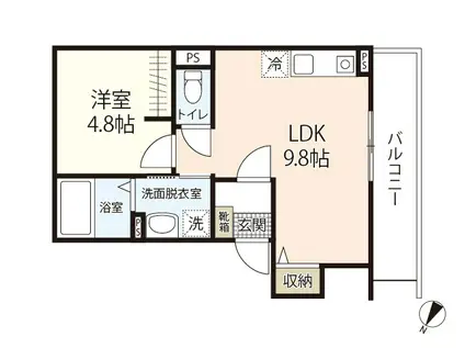 GRAVITY (1LDK/2階)の間取り写真