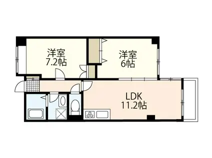 ロジェ岡山(1LDK/5階)の間取り写真