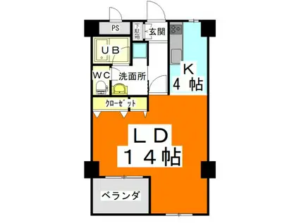 アーバンハウス大供(1LDK/2階)の間取り写真