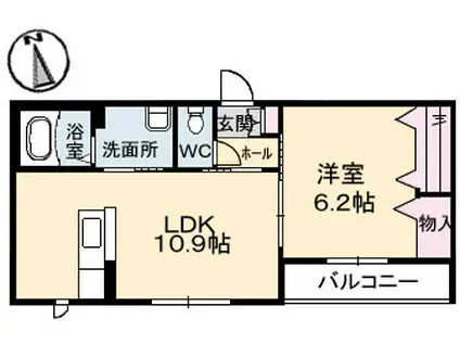 プラシス 壱番館(1LDK/2階)の間取り写真