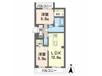 ヴィアソーレ(2LDK/3階)の間取り写真