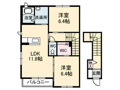 ハイツアンジェリーB(2LDK/2階)の間取り写真