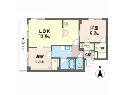 そよかぜⅡ(2LDK/3階)の間取り写真